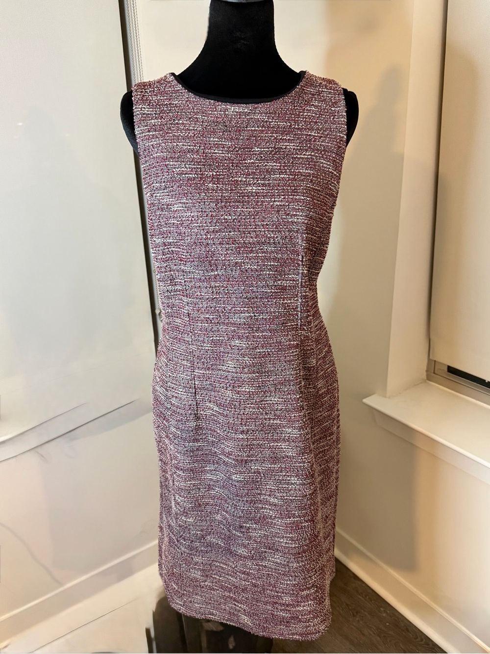 LOFT Sleeveless Tweed Sheath Dress in Mauve Blend